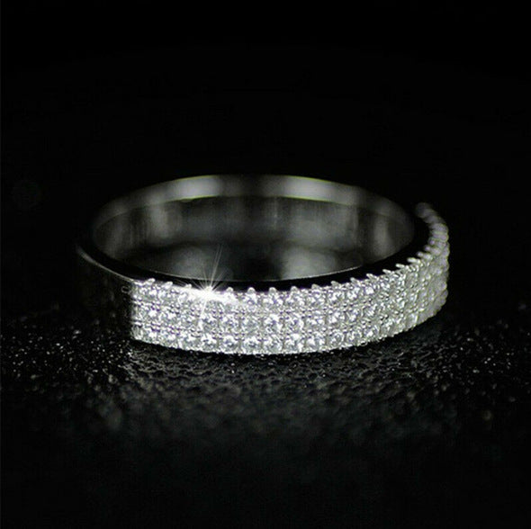 Simple Three-row Diamond Ring European And American Fashion