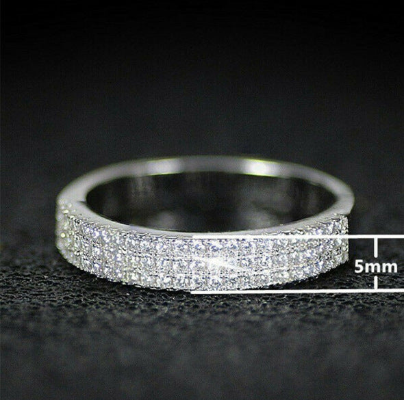 Simple Three-row Diamond Ring European And American Fashion